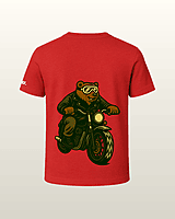 Unisex Red Biker Bear Graphic Printed Crew Neck Tee