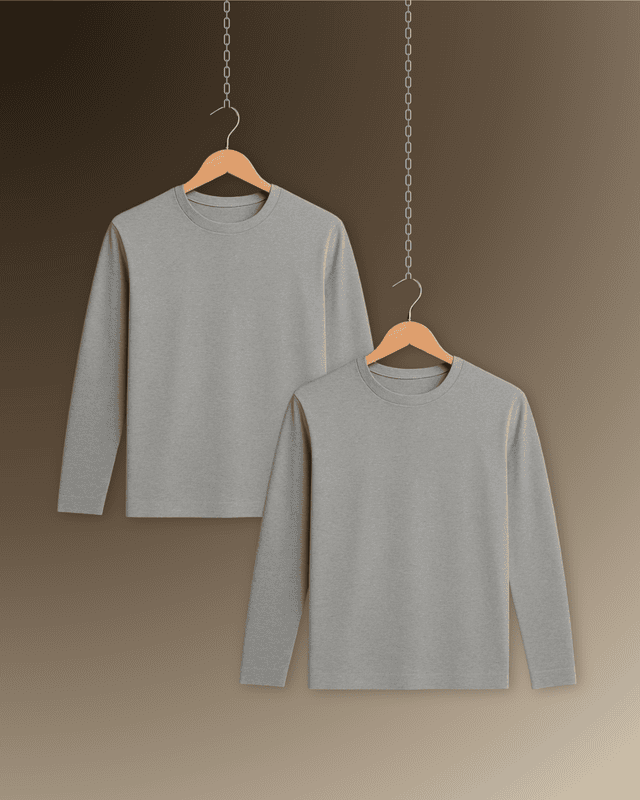 Unisex Full Sleeve Tee - Pack of 2 (Grey, Grey)