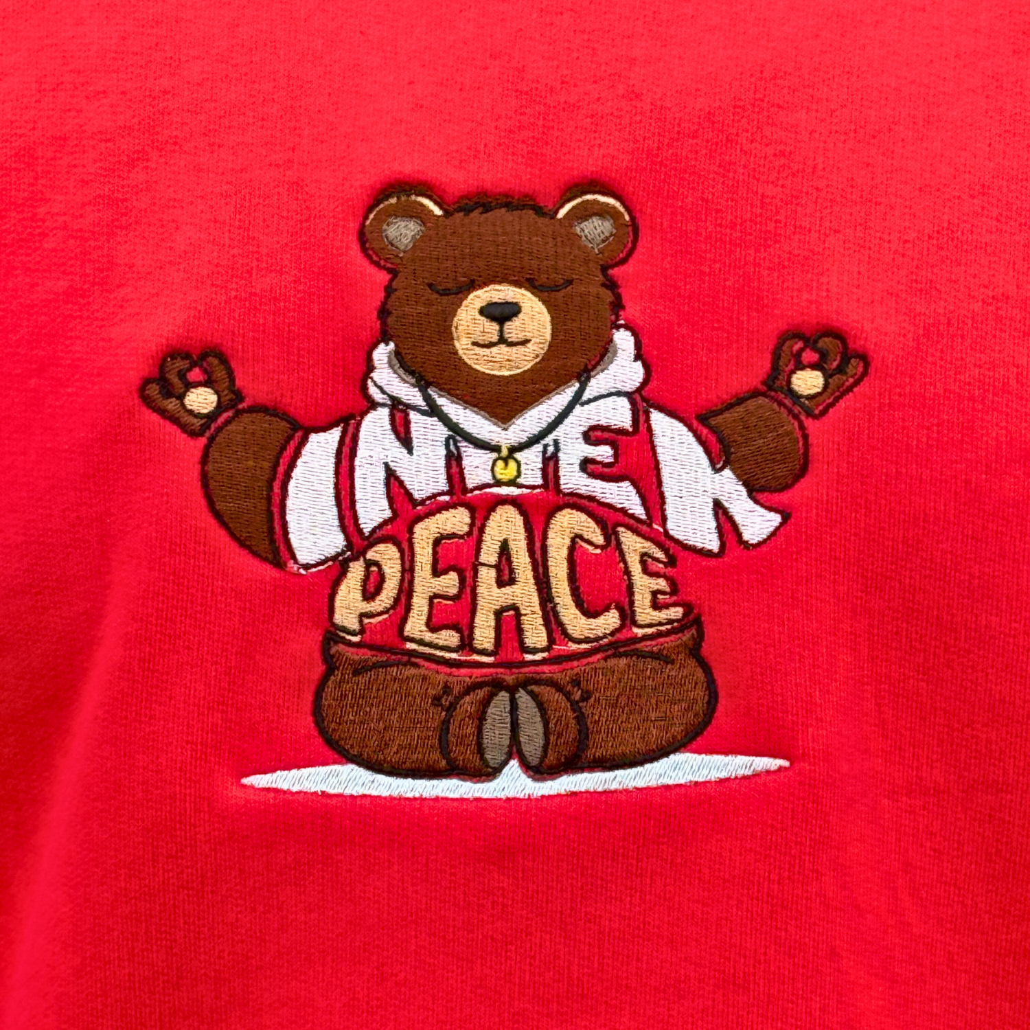 Unisex Red Inner Peace Embroidered Oversized Tee
