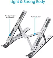 POR 1659 My Buddy K Portable Laptop Metal Stand – Silver | 1 Year Warranty