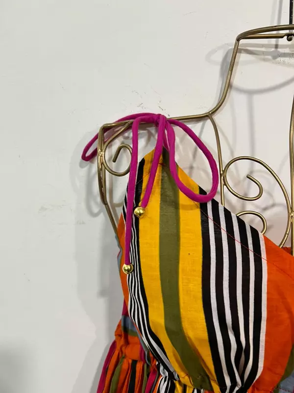 Meghana's Strap & Tie Dress - Colourful Stripes