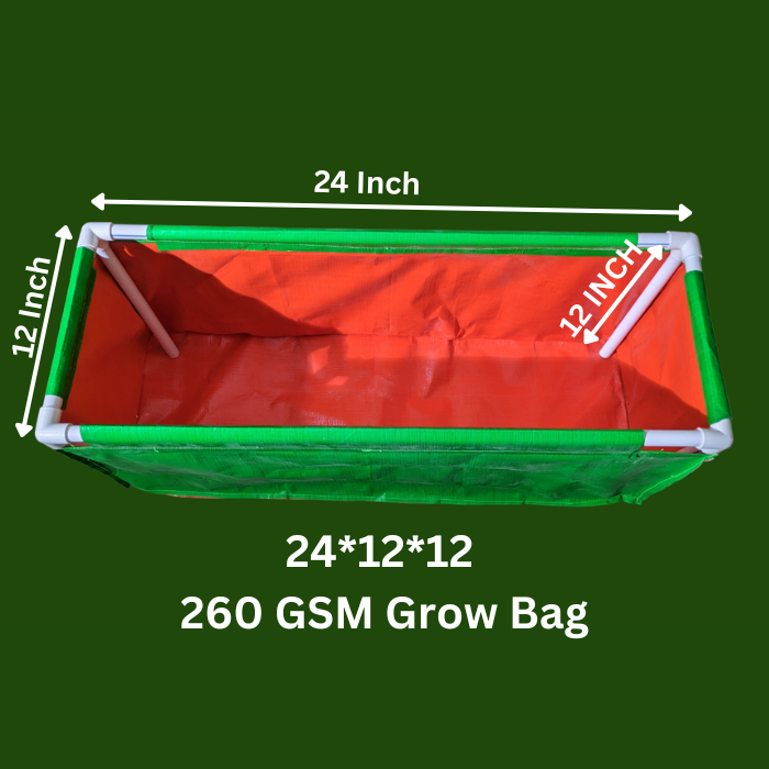 24 × 12 × 12 Inch Rectangular HDPE Grow Bag – 260 GSM