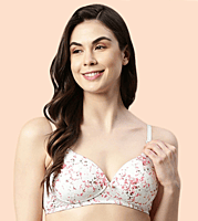 Enamor Medium Coverage, Wirefree F023 Perfect Plunge Women T-Shirt Lightly Padded Bra