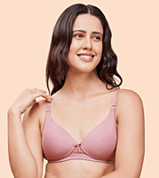 Enamor Medium Coverage, Wirefree F023 Perfect Plunge Women T-Shirt Lightly Padded Bra