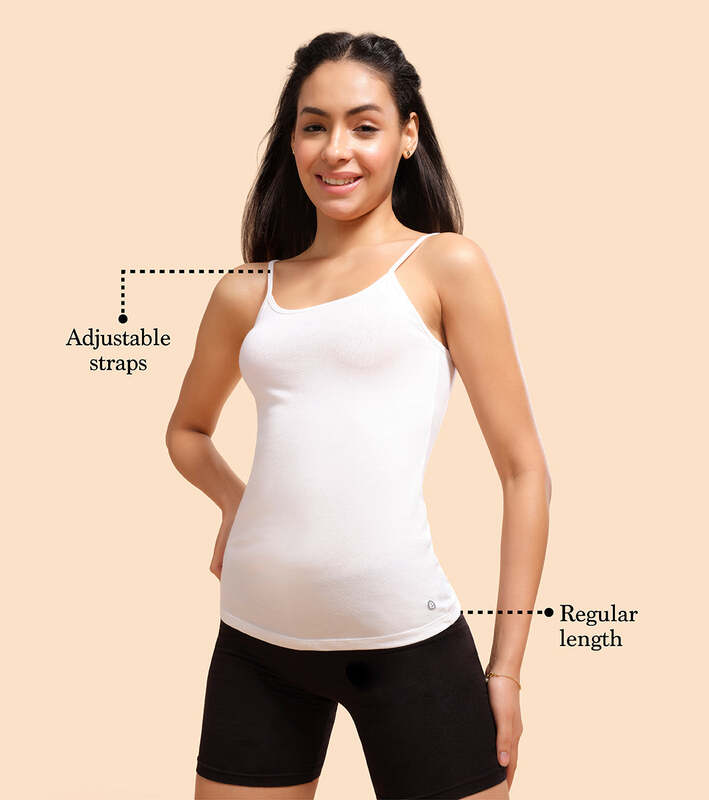 Enamor Scoop Neck Regular Length Camisole For Women - Slim Fit, Soft Stretch Cotton E001