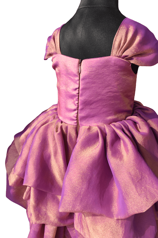 Purple Shimmer Layered Ruffle Gown