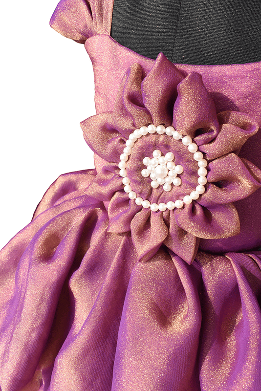 Purple Shimmer Layered Ruffle Gown