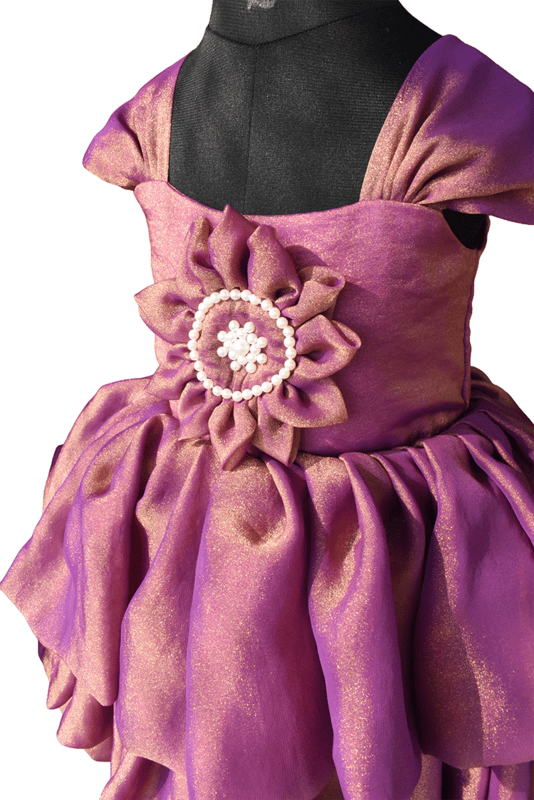 Purple Shimmer Layered Ruffle Gown