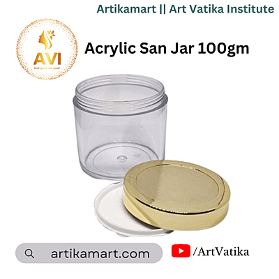 Acrylic San Jar + White Inner + GOLDEN Cap - 100g Acrylic San Jar + White Inner + GOLDEN Cap - 100g