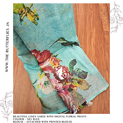 PURE LINEN SAREE  YBRSLIN23112