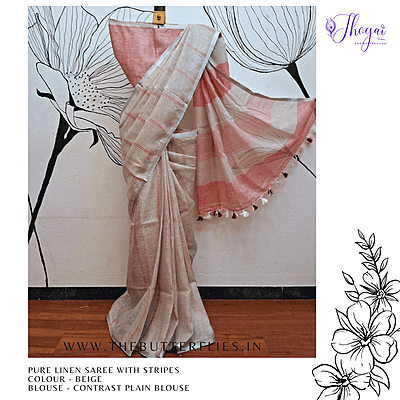 PURE LINEN SAREE YBRSLIN23600