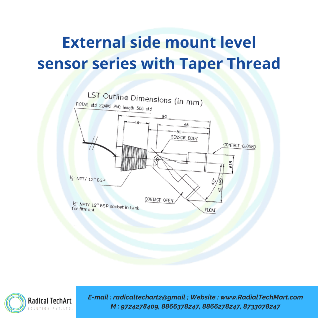 External side mount level sensor series with Taper Thread