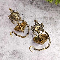 Brass Shank Chakra Hanging Lamp Set - 21 inch Height | Decorative Brass Hanging Lamp Set with Shank and Chakra Design