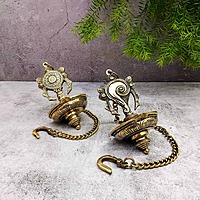 Brass Shank Chakra Hanging Lamp Set - 21 inch Height | Decorative Brass Hanging Lamp Set with Shank and Chakra Design