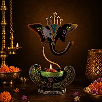 Metal Hand Painted Ganesha T - light holder