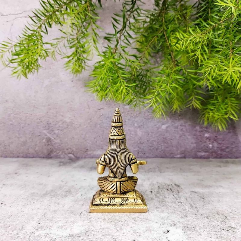 Brass Annapoorna Devi Idol - 3.4 inch Height | Divine Brass Annapoorna Devi Sculpture for Kitchen Blessings