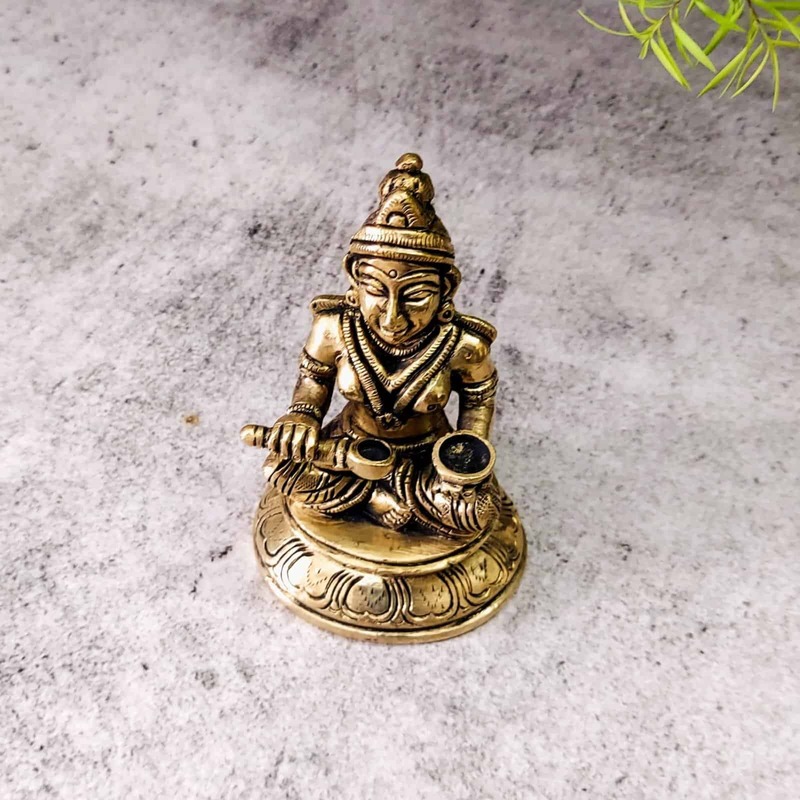 Brass Annapoorna Devi Idol - 4 inch Height | Auspicious Brass Annapoorna Devi Sculpture for Kitchen Blessings