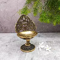 Brass Designer Diya - 6 inch Height | Exquisite Brass Diya with Unique Design