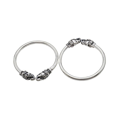 Adjustable Sterling silver yanai/elephant Kada