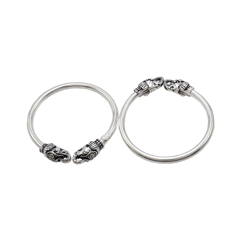 Adjustable Sterling silver yanai/elephant Kada