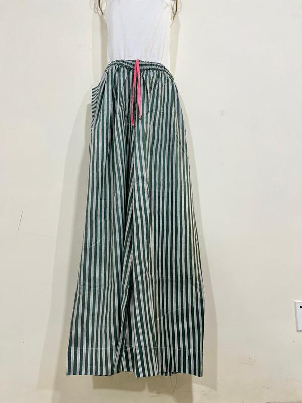 Anya's Flared Lounge pants - Dark Green Stripes