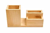 Pinewood Pen Stand With Card Holder