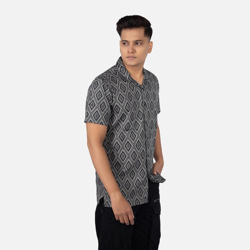 Men Fern Forest Geometric Printed Hawaiian Shirt