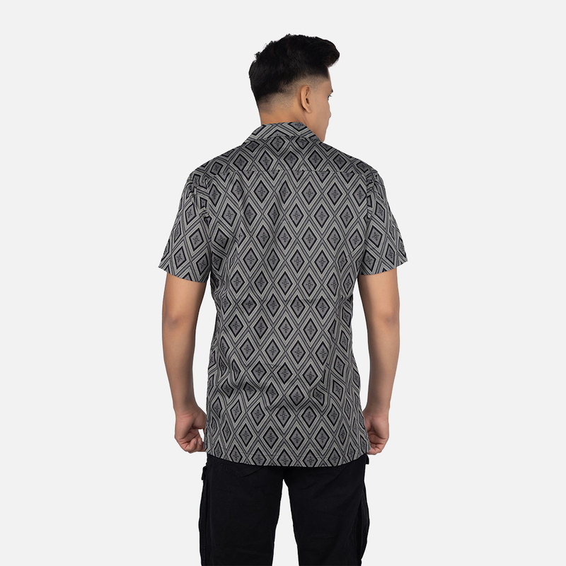 Men Fern Forest Geometric Printed Hawaiian Shirt