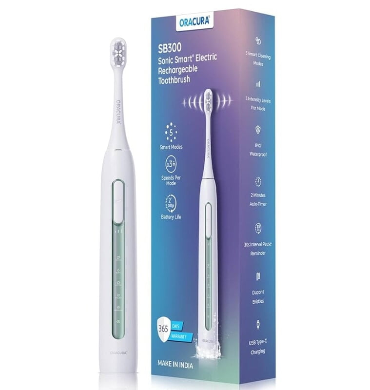 Oracura SB300 Sonic Smart Electric Rechargeable Toothbrush – Peach