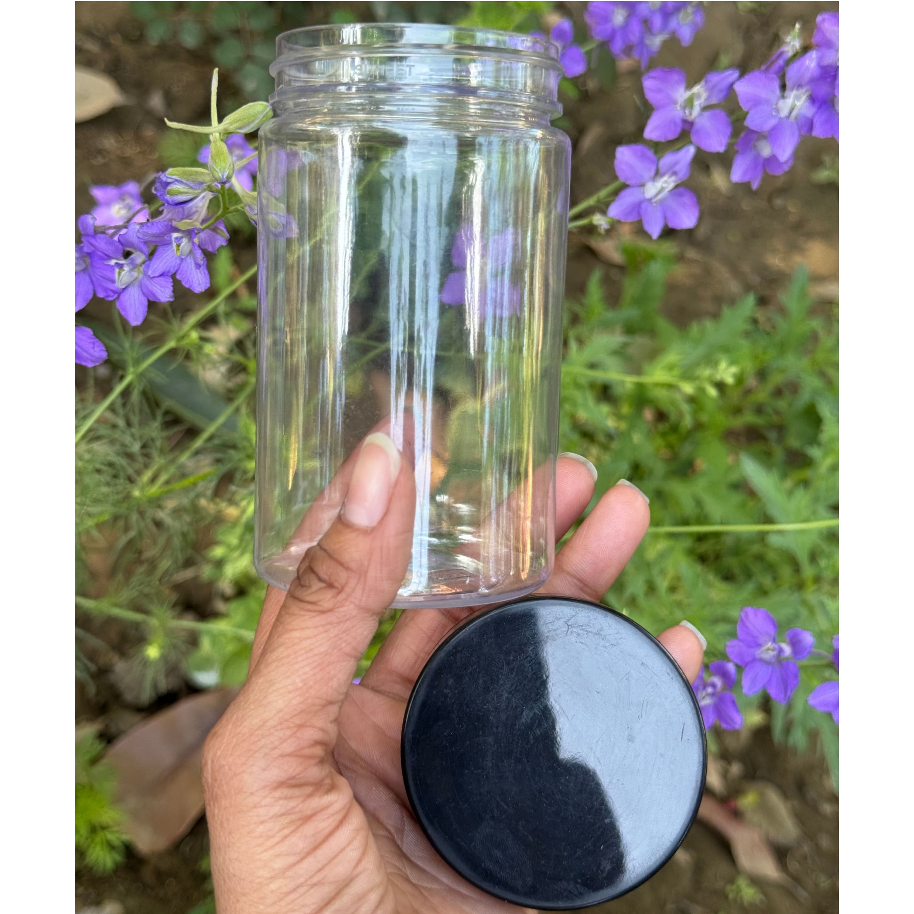 350ml Round PET Jar + 63mm Plastic Black Cap 350ml Round PET Jar + 63mm Plastic Black Cap