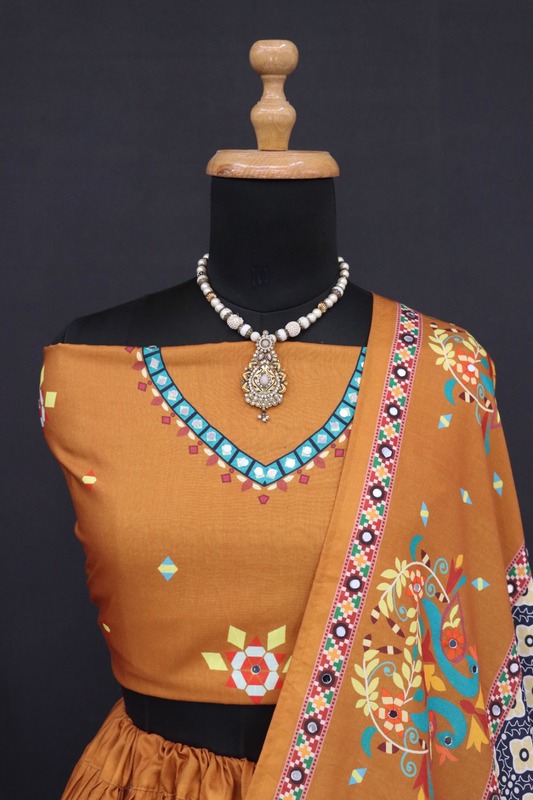 New Lounching Digital Print Muslin Cotton Lehenga Choli D.56