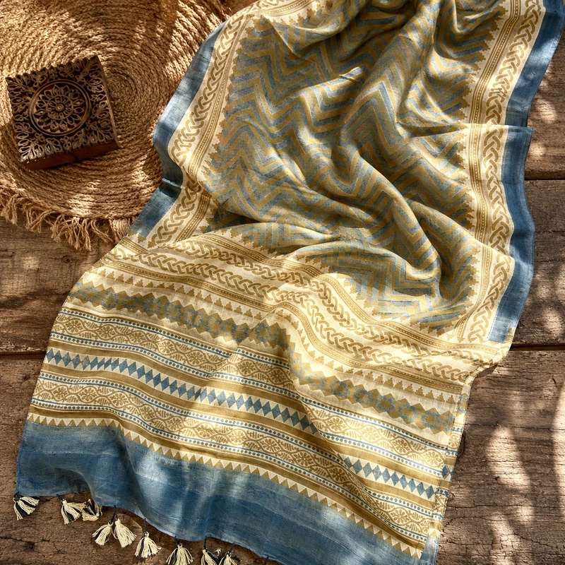 Cotton Ajrakh Print Stole #13