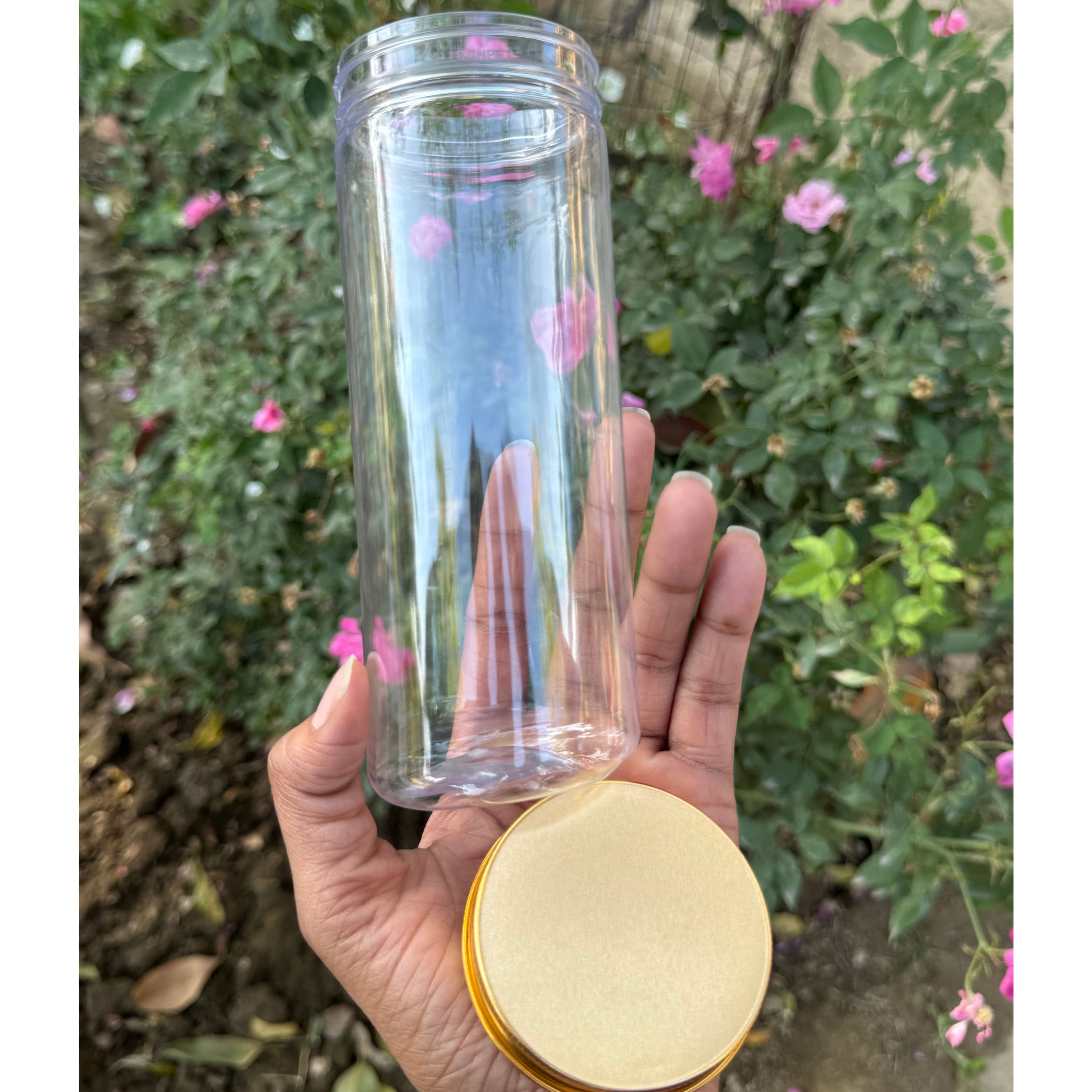 500ml Round PET Jar + 63mm Aluminium GOLD Cap 500ml Round PET Jar + 63mm Aluminium GOLD Cap