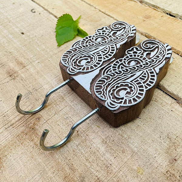 Hand Carved Wooden Block Key Holder