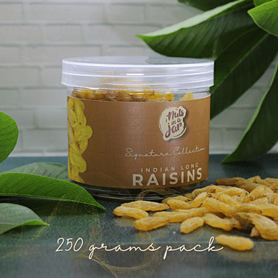 Nuts in a Jar Indian Long Raisins Signature Collection 250 Grams Nuts in a Jar Indian Long Raisins Signature Collection 250 Grams