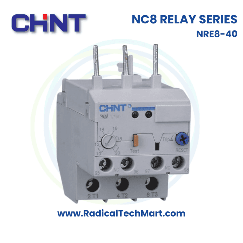 Chint NRE8-40 Relay for NC8 Series – Front and Side View