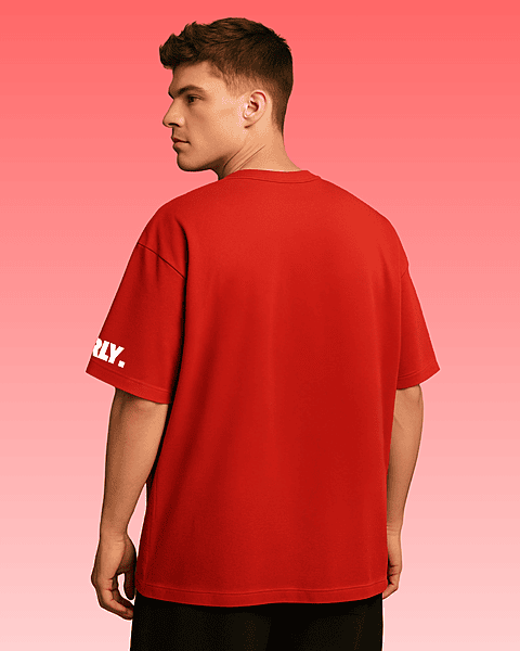Unisex Red Plain Oversized Tee