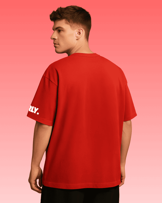 Unisex Red Plain Oversized Tee