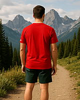 Unisex Red Plain Crew Neck Tee