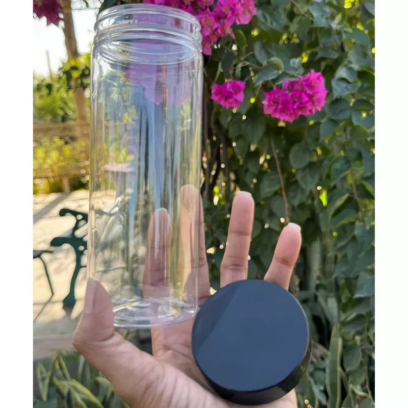 500ml Round PET Jar + 63mm Plastic Black Cap