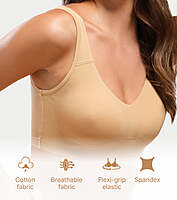 ENAMOR Easy Slip-On and Back Keyhole Women's Cotton Everyday Beginner's Bra - Padded, Wirefree, Full Coverage A106 SKIN XS