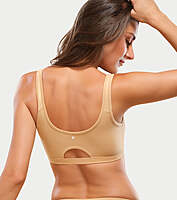 ENAMOR Easy Slip-On and Back Keyhole Women's Cotton Everyday Beginner's Bra - Padded, Wirefree, Full Coverage A106 SKIN XS