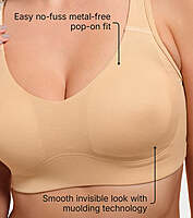 ENAMOR Easy Slip-On and Back Keyhole Women's Cotton Everyday Beginner's Bra - Padded, Wirefree, Full Coverage A106 SKIN XS