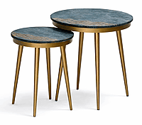 Balvin Metal End Table with Marble Brass Inlay Top