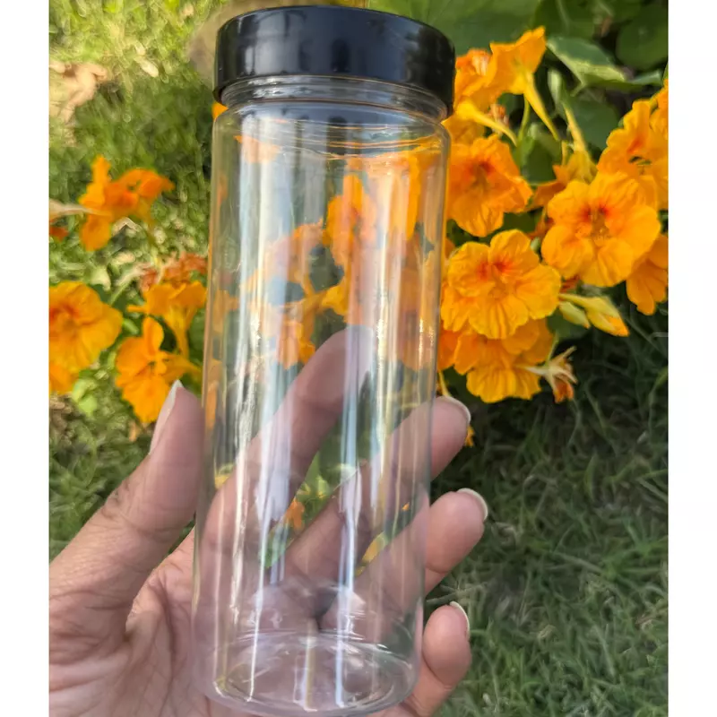 500ml Round PET Jar + 63mm Plastic Black Cap