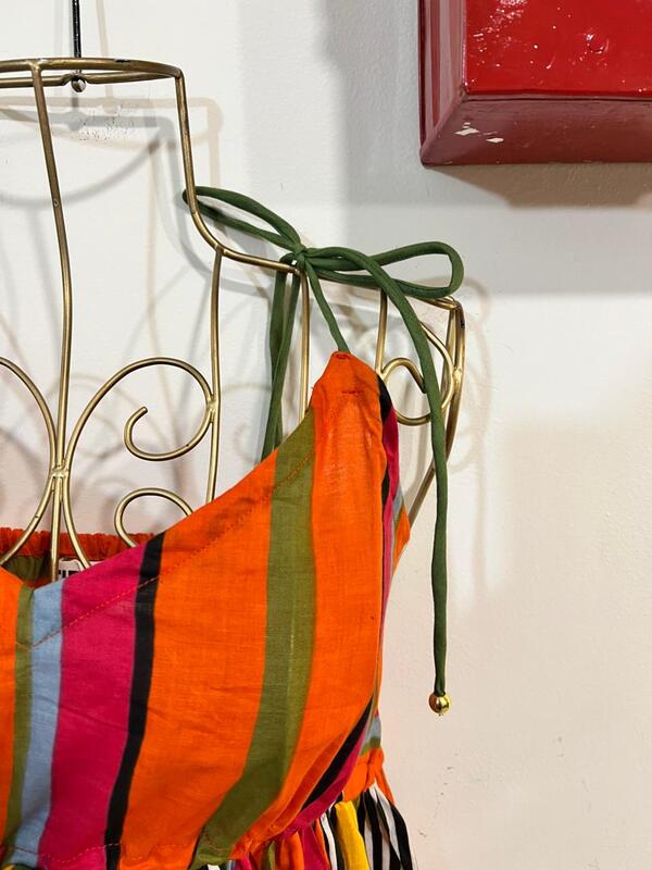 Meghana's Strap & Tie Dress - Colourful Stripes