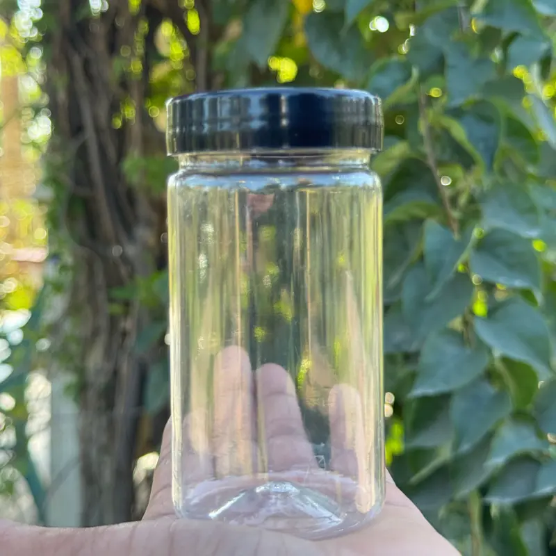 200ml Round PET Jar + 53mm BLACK Cap