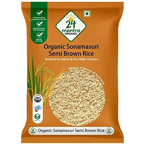 24 MANTRA ORGANIC SONAMASURI SEMI BROWN RICE (HAND POUNDED RICE) -1KG