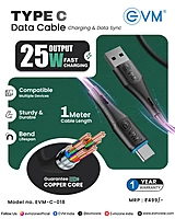 EVM C-018 USB A to USB C Cable - Black