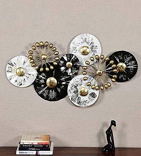 DAD Modern Metal Wall Art Sculpture, Abstract Circles Design - Size (36x3x20 Inches)